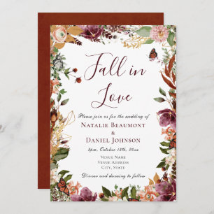 Elegant Autumn Floral Wedding Invitation