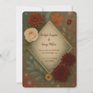 elegant autumn floral wedding invitation