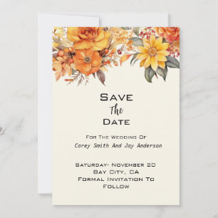 Elegant Autumn Floral Wedding Invitation