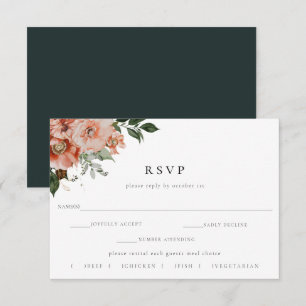 Elegant Autumn Floral Wedding RSVP Meal Choice Card