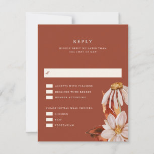 Elegant Autumn Floral Wedding RSVP Reply Card