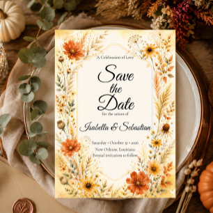 Elegant Autumn Floral Wedding Save The Date