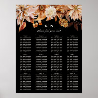 Elegant Autumn Floral Wedding Seating Chart Sign