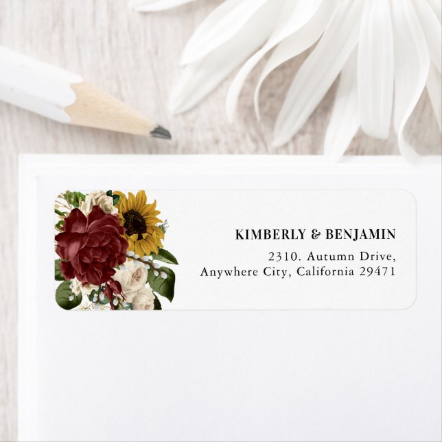 Elegant Autumn Florals Return Address (Insitu)