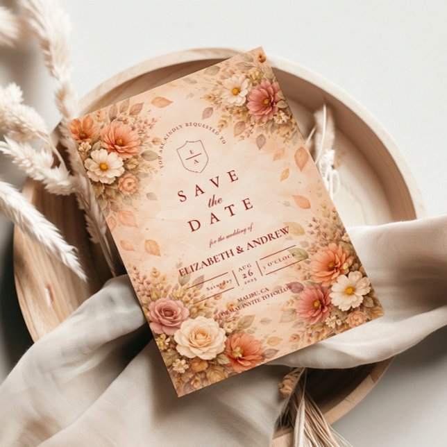 Elegant Autumn Flower Wedding Save The Date (Creator Uploaded)