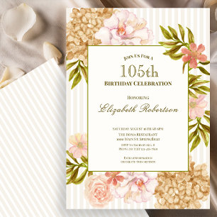 Elegant Autumn Flowers 105th Birthday Invitation