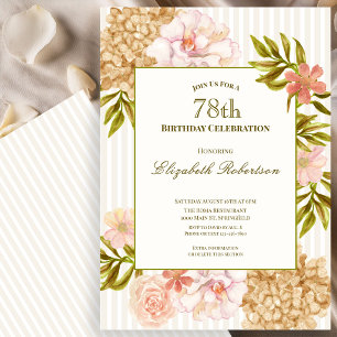 Elegant Autumn Flowers 78th Birthday Invitation