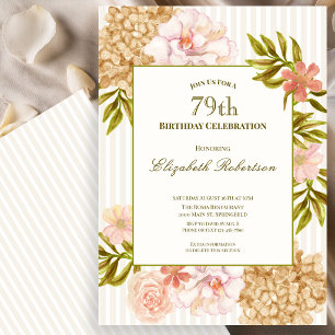 Elegant Autumn Flowers 79th Birthday Invitation