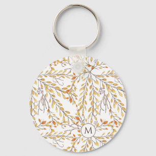 Elegant Autumn Foliage Pattern Personalized Keychain