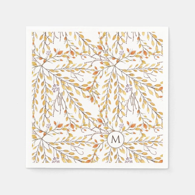 Elegant Autumn Foliage Pattern Personalized Napkin (Front)