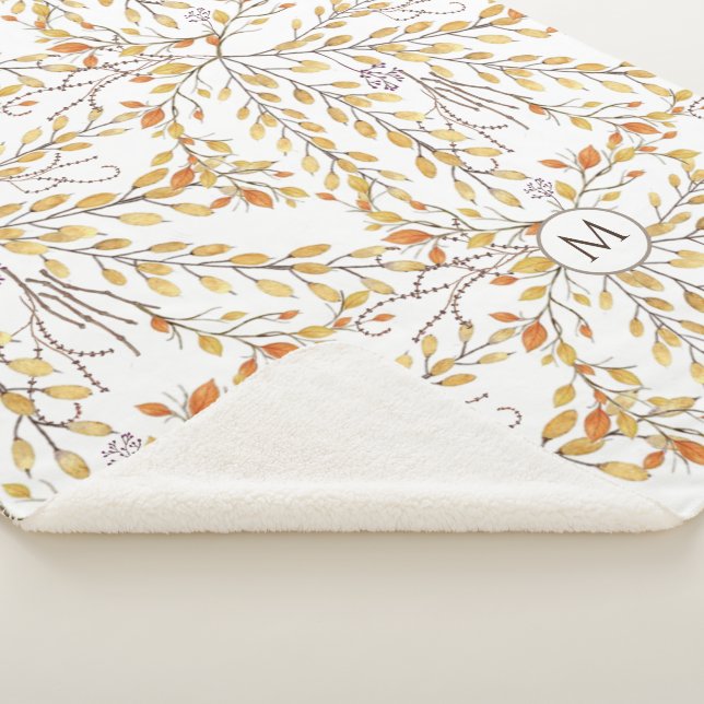 Elegant Autumn Foliage Pattern Personalized  Sherpa Blanket (3/4)