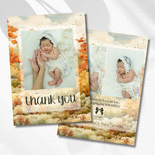 Elegant Autumn Forest Baby Photo Thank You Announcement