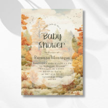 Elegant Autumn Forest Watercolor Baby Shower