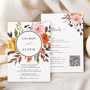Elegant Autumn Garden Wedding All in One Invitation