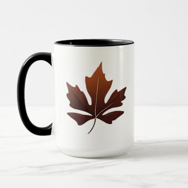 Elegant Autumn Leaf Coffee Mug | Fall-Themed Mug (Left)