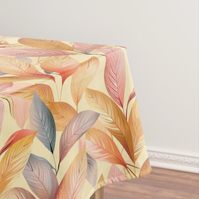 Elegant Autumn Leaf Pattern in Warm Tones Tablecloth (In Situ)