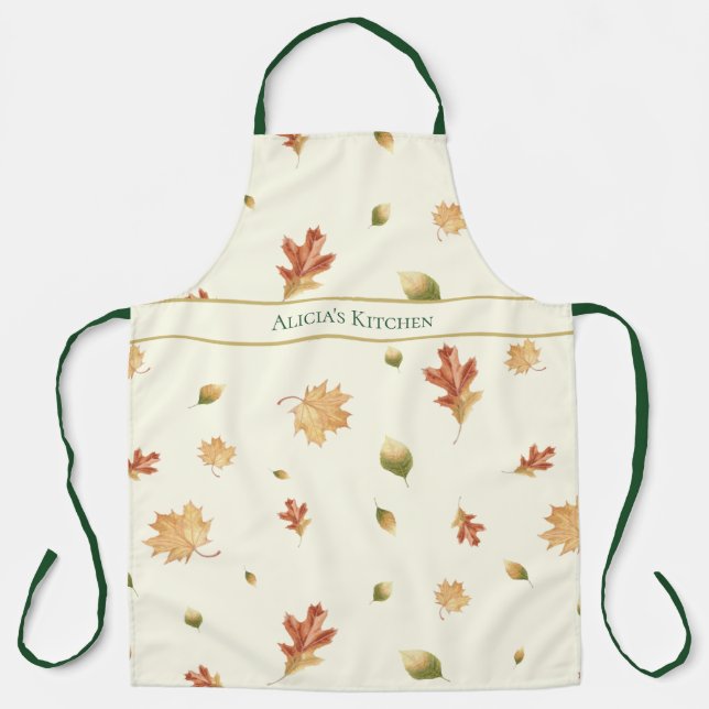 Elegant Autumn Leaves Apron (Front)