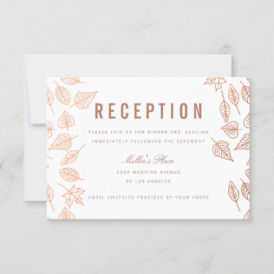 Elegant Autumn Leaves Copper Reception Card