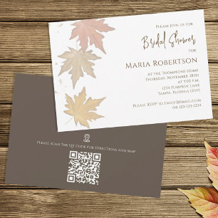 Elegant Autumn Leaves Fall Foliage QR Code Map Invitation