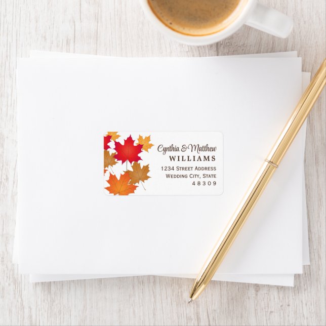 Elegant Autumn Leaves Fall Wedding Address Label (Insitu)