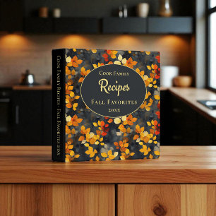 Elegant Autumn Leaves Recipe Binder – Customizable