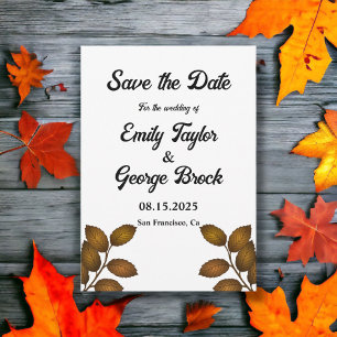 Elegant Autumn Leaves Rustic Fall Floral Wedding Save The Date