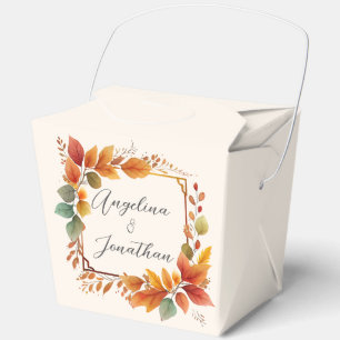 Elegant Autumn Leaves Watercolor Custom Wedding Favor Box
