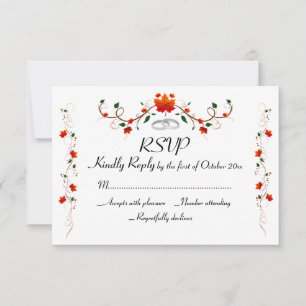 Elegant Autumn Leaves Wedding RSVP Card