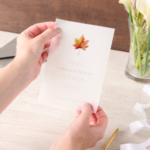 Elegant Autumn Maple Leaf Vellum Invitations