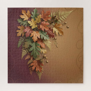 Elegant Autumn Maple Leaves Botanical Cascade Jigsaw Puzzle