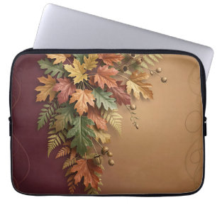 Elegant Autumn Maple Leaves Botanical Cascade Laptop Sleeve