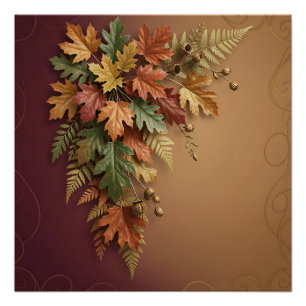 Elegant Autumn Maple Leaves Botanical Cascade Poster