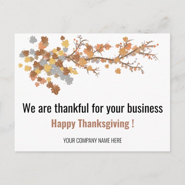  Elegant Autumn Maple Leaves Business Thanksgiving Postcard (Front)