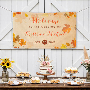 Elegant Autumn Maple Leaves Fall Wedding Banner