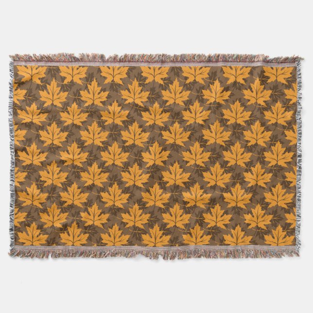 Elegant autumn maple leaves in fall colours throw blanket (Front)