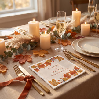 Elegant Autumn Maple Leaves Wedding Napkins