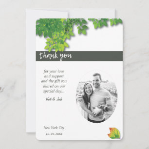 Elegant Autumn Oak Wonderful Minimalist Wedding Thank You Card