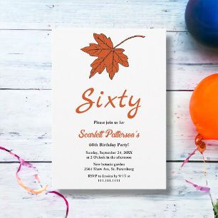 Elegant Autumn Orange Leaves Fall 60th Birthday Invitation