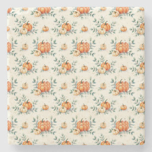Elegant Autumn Pumpkin and Eucalyptus Watercolor
Stone Coaster
