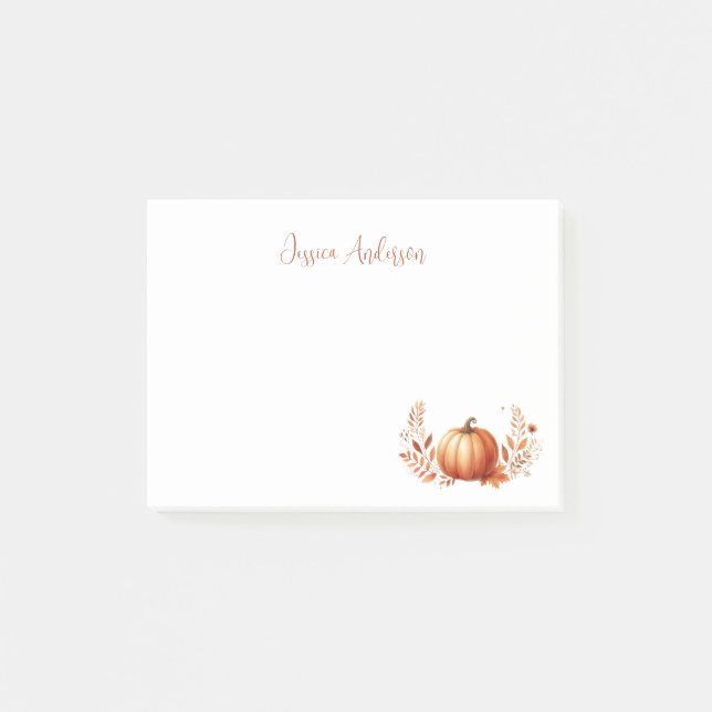 Elegant Autumn Pumpkin Watercolor Post-i Post-it Notes (Front)
