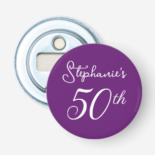 Elegant Autumn Purple Monogram 50th Birthday Party Bottle Opener