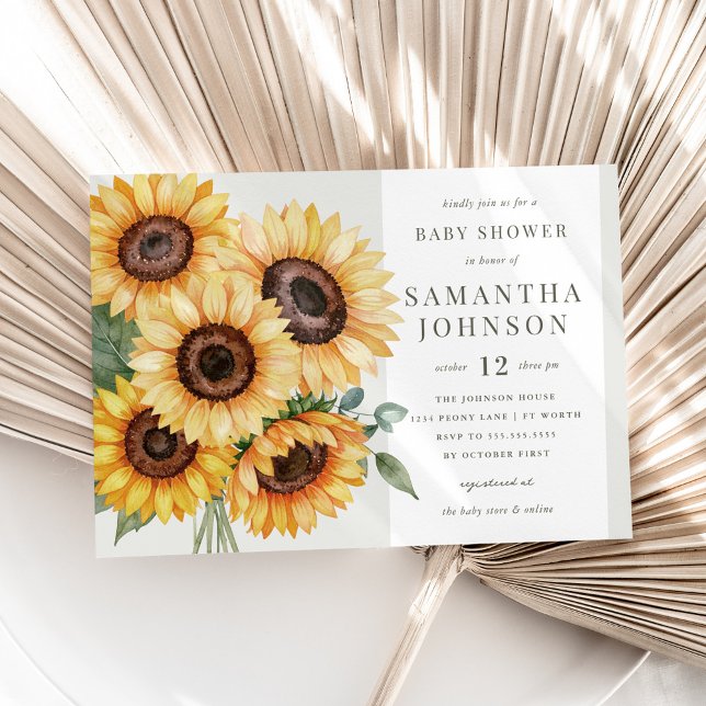 Elegant Autumn Sunflower Baby Shower Invitation (Creator Uploaded)