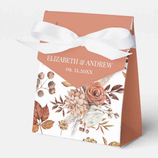 Elegant Autumn Terracotta Boho Wedding Favor Box (Front Side)