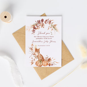 Elegant Autumn Terracotta Fox Pumpkin Baby Shower Thank You Card