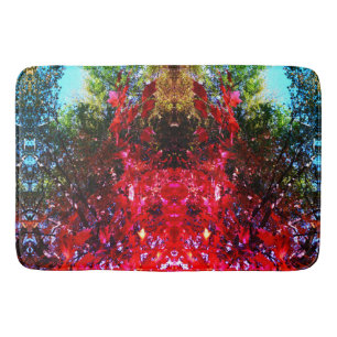 Elegant Autumn trees red pink leaves Bath Mat