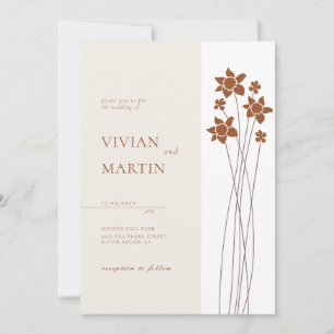 Elegant Autumn Two Colour Side Floral Invitation