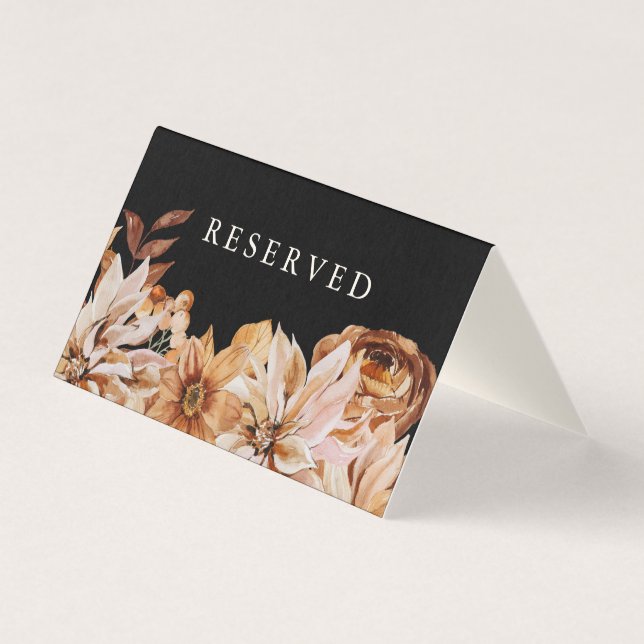 Elegant Autumn Watercolor Black Wedding Reserved (Front)