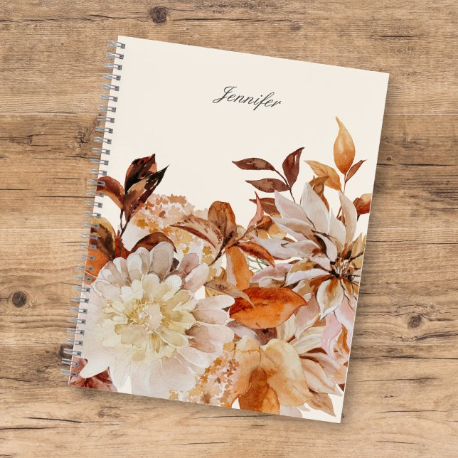 Elegant Autumn Watercolor Floral w/ Name Notebook (Creator Uploaded)