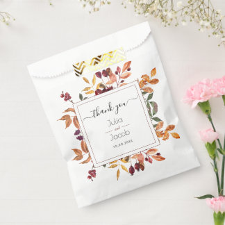 Elegant Autumn Watercolor Floral Wedding Favour Bag