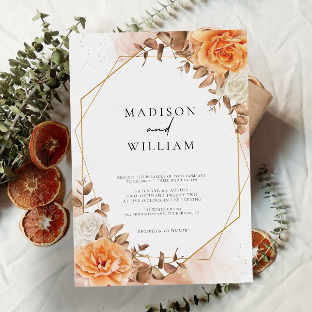 Elegant Autumn Watercolor Floral Wedding Invitation (Creator Uploaded)